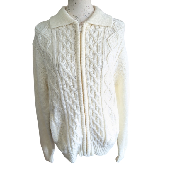 Traditionalist Sportswear Other - Vintage Men's Cream Cable Knit Cardigan Traditionalist Sportswear Grandpacore XL